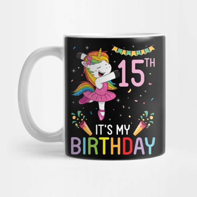 Happy Unicorn Dancing Congratulating 15th Time It's My Birthday 15 Years Old Born In 2006 by bakhanh123